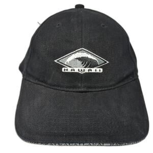 Surfware Hawaii Wave Black One Size Baseball Cap Hat Slideback Brim Text Logo